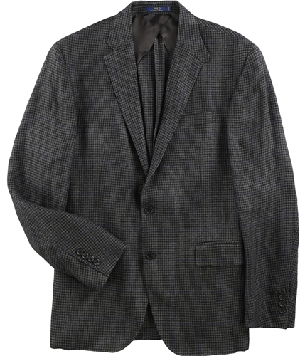 Ralph Lauren Mens Houndstooth Two Button Blazer Jacket gryblack 44