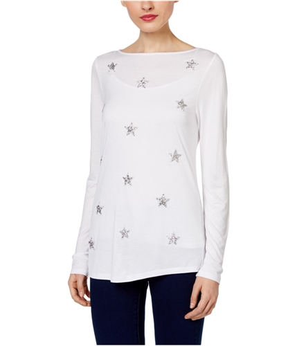 I-N-C Womens Star Embellished T-Shirt brightwhite XL