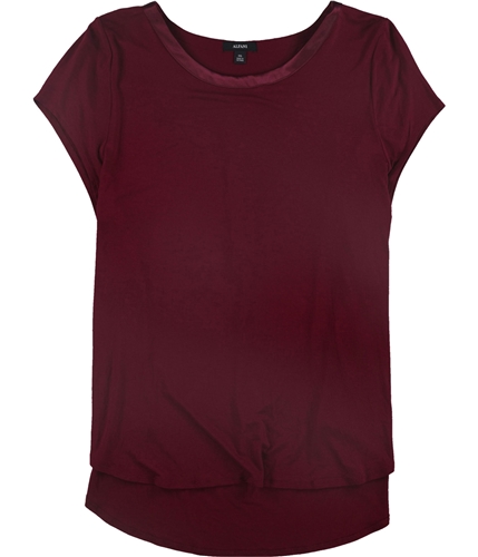Alfani Womens Satin Collar Basic T-Shirt darkpink XS