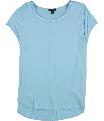 Alfani Womens Satin Trim Basic T-Shirt ltblue XS