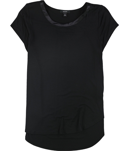 Alfani Womens Satin Trim Basic T-Shirt black XS