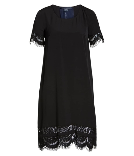 French Connection Womens Classic Crepe And Lace Tunic Dress blknct 2