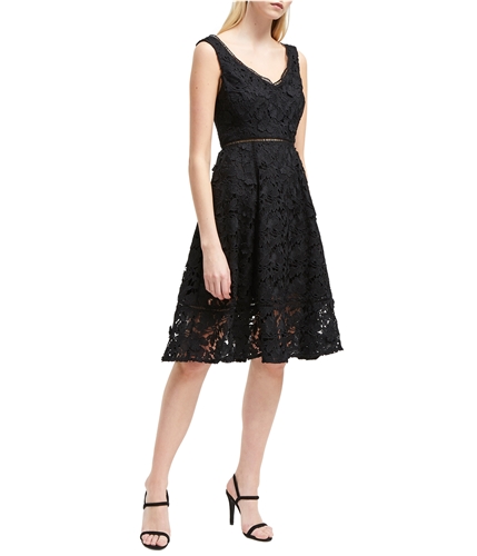 French Connection Womens Lace Fit & Flare Dress black 2
