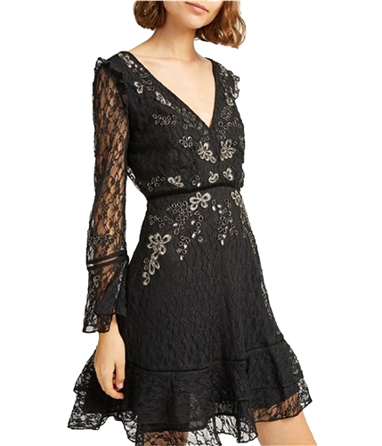 French Connection Womens Bella Sparkle Flounce Dress black 2