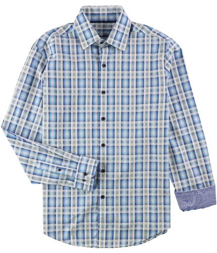 Tasso Elba Mens Plaid Button Up Shirt bluecombo S