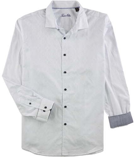 Tasso Elba Mens Woven Button Up Shirt whitecombo XL