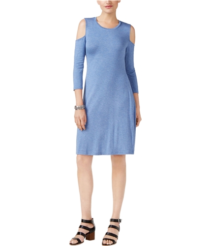 Style & Co. Womens Cold-Shoulder Shift Dress carbonbluhthr M