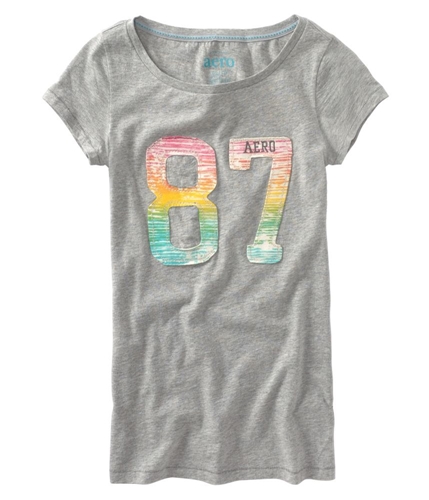 Aeropostale Womens Embroidered 87 Graphic T-Shirt lththrgray S