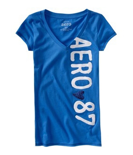 Aeropostale Womens Glitter Aero Heart 87 Pajama Sleep T-shirt rivierablue XS