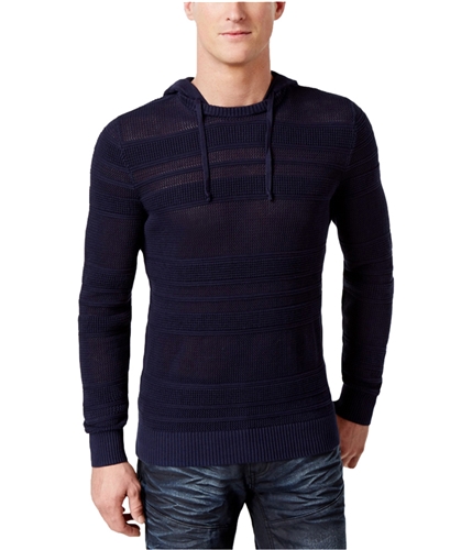 I-N-C Mens Open Knit Hooded Pullover Sweater basicnavy M