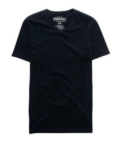 Aeropostale Mens Solid V-neck Graphic T-Shirt black S