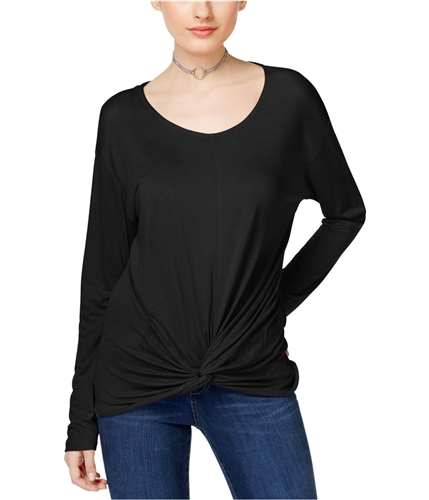 I-N-C Womens Knotted Basic T-Shirt deepblack L