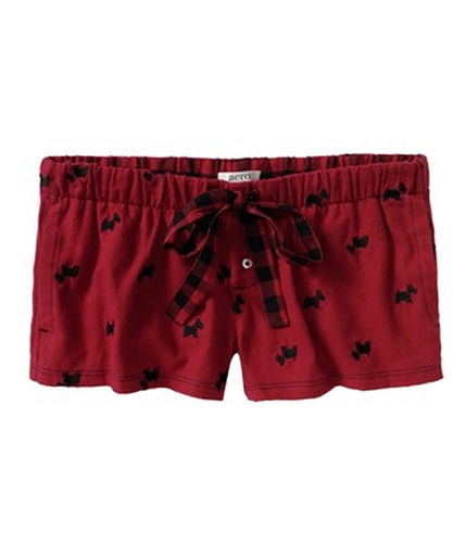 Aeropostale Womens Scotty Dog Sleep Pajama Shorts reds L