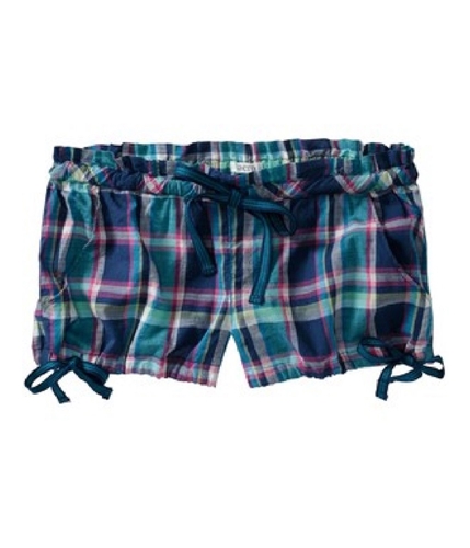 Aeropostale Womens Plaid Knit Sleep Boxers Pajama Shorts oceanc XS