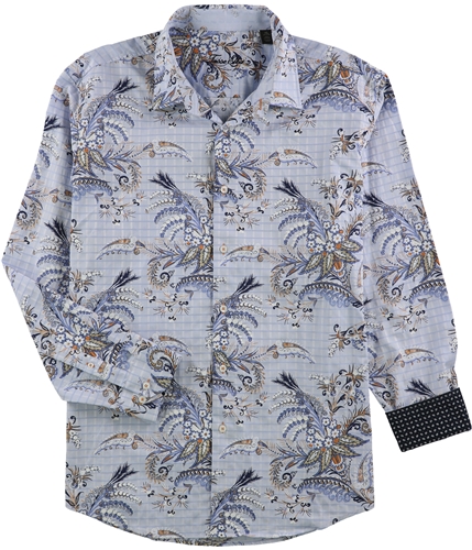 Tasso Elba Mens Mondello Floral Button Up Shirt bluecombo XL