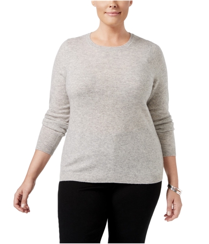 Charter Club Womens Plus Size Cashmere Pullover Sweater hthrcrystal 2X