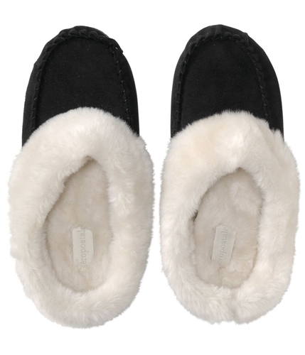 Aeropostale Womens Fur Lined Mocassin Moccasin Slippers black M