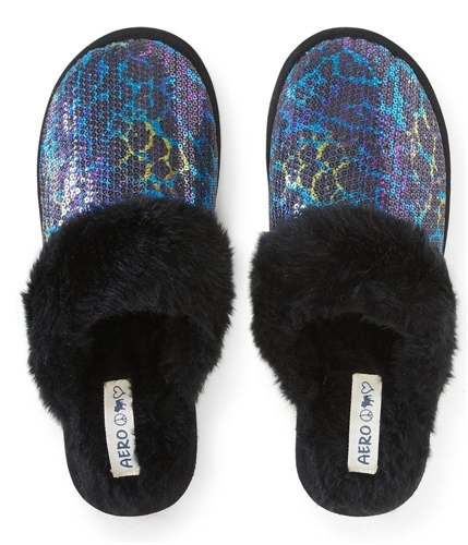 Aeropostale Womens Sequined Fur Scuff Sandals 484 L