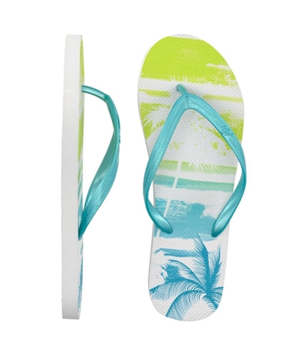 Aeropostale Womens Palm Tree Flip Flop Sandals oceancblue 7