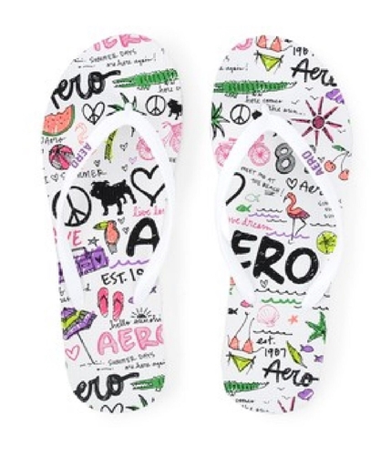 Aeropostale Womens Dorm Doodle Flip Flop Sandals 102 10