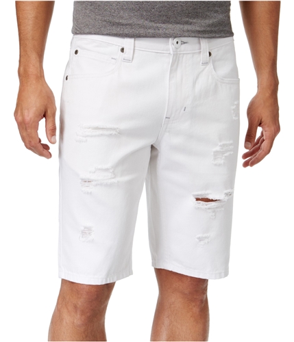 I-N-C Mens Ripped Casual Denim Shorts white 29