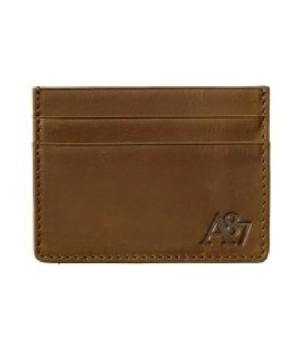 Aeropostale Mens Leather Holder Coin Card Case Wallet cognac One Size