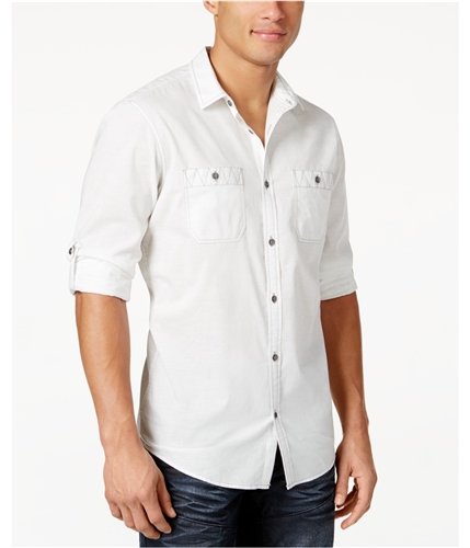 I-N-C Mens Cutaway Button Up Shirt white XL