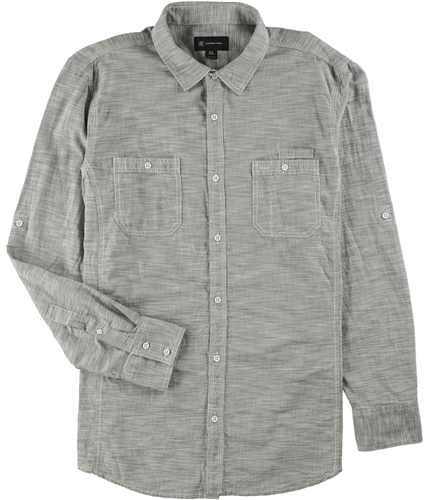I-N-C Mens Roll Tab Button Up Shirt deepblack M