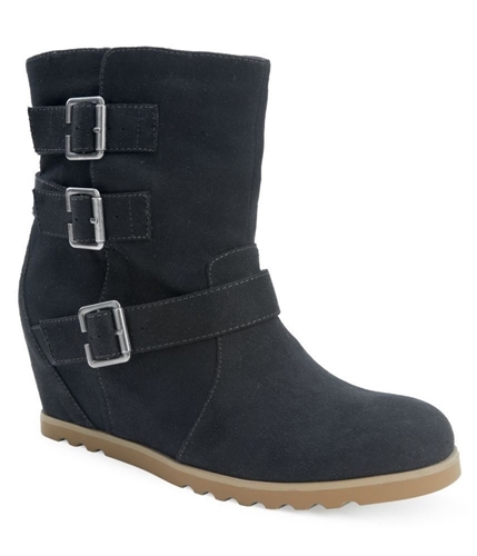 Aeropostale Womens Faux Suede Wedge Boots black 6
