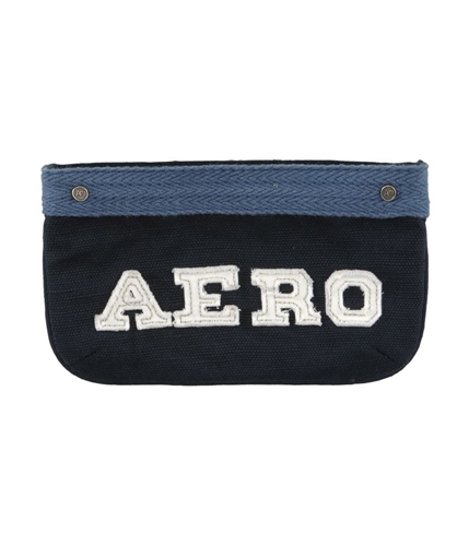 Aeropostale Womens Embroidered Make-up Clutch Makeup Bag navy