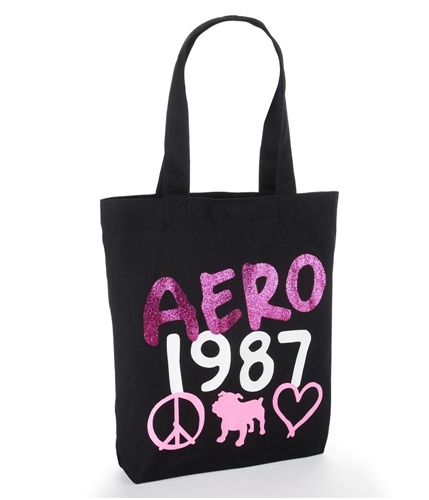 Aeropostale Womens 1987 Glitter Tote Handbag Purse black