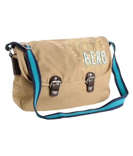 Aeropostale Mens Embroidered Crest Messenger Bag caramelbeige