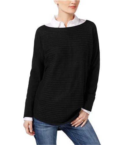 Charter Club Womens Ribbed Knit Sweater black XL