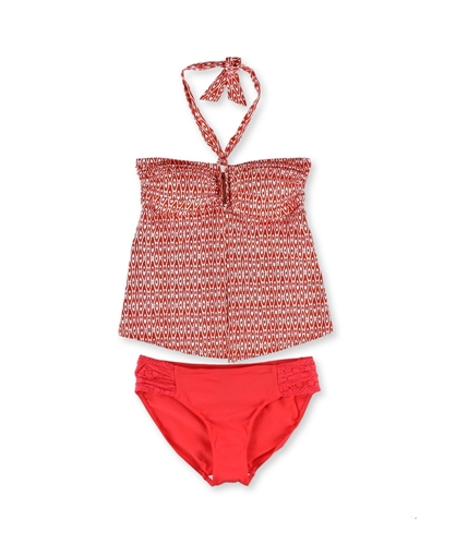 Jones New York Womens Cut Out Brief 2 Piece Tankini coral 8