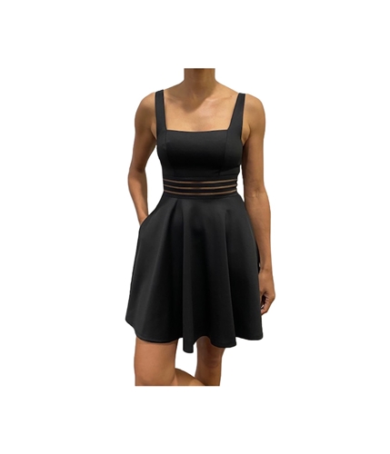 City Studio Womens Square-Neck Fit & Flare Dress black 3