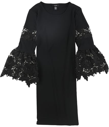 Alfani Womens Lace-Sleeve A-line Dress black 4