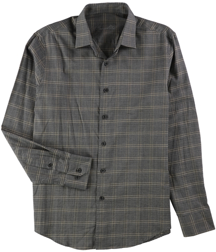 Tasso Elba Mens Finestra Plaid Button Up Shirt greycombo S