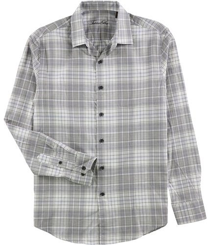 Tasso Elba Mens Mila Plaid Button Up Shirt greycombo S