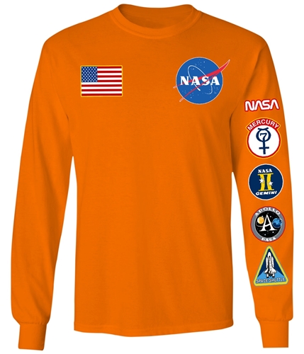 Changes Mens Nasa Flight Graphic T-Shirt orange S