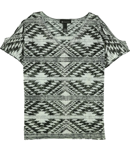 I-N-C Womens Cold Shoulders Basic T-Shirt navajoblacket 2XL