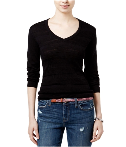 Tommy Hilfiger Womens V-Neck Pullover Sweater black XS