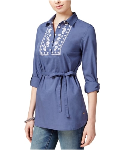Tommy Hilfiger Womens Embroidered Button Down Blouse 421 L