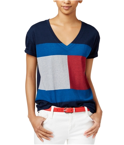Tommy Hilfiger Womens Logo Flag Graphic T-Shirt 410 S