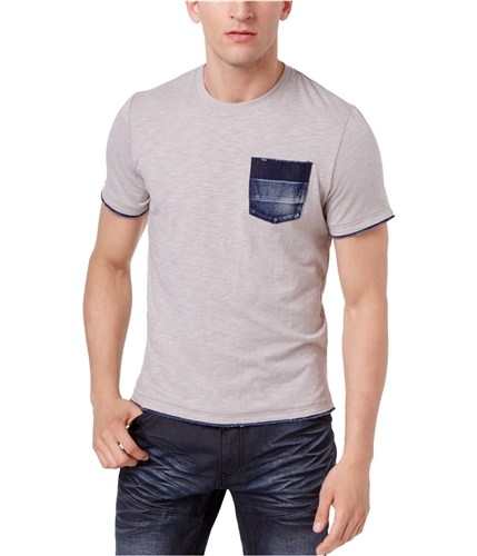 I-N-C Mens Denim Pocket Basic T-Shirt smokedsilver L