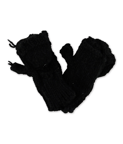 Aeropostale Womens Convertible Knit Mitten Gloves black One Size
