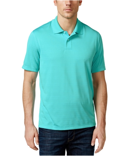 John Ashford Mens Solid Textured Performance Rugby Polo Shirt tidewater S