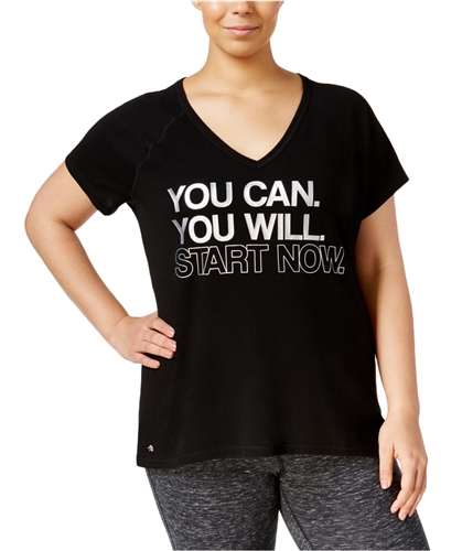 Ideology Womens You Can, You Will Graphic T-Shirt noir 3X