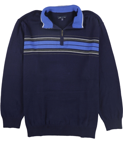 John Ashford Mens Chest Stripe Quarter-Zip Pullover Sweater navyblue 2XLT