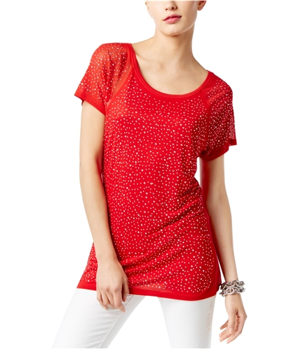 I-N-C Womens Embellished Basic T-Shirt deepblack M
