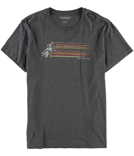 Ralph Lauren Mens Striped Graphic T-Shirt charcoal M